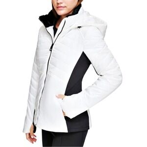 Calvin Klein Performance Hooded Packable Puffer Coat Reflective White Size Small